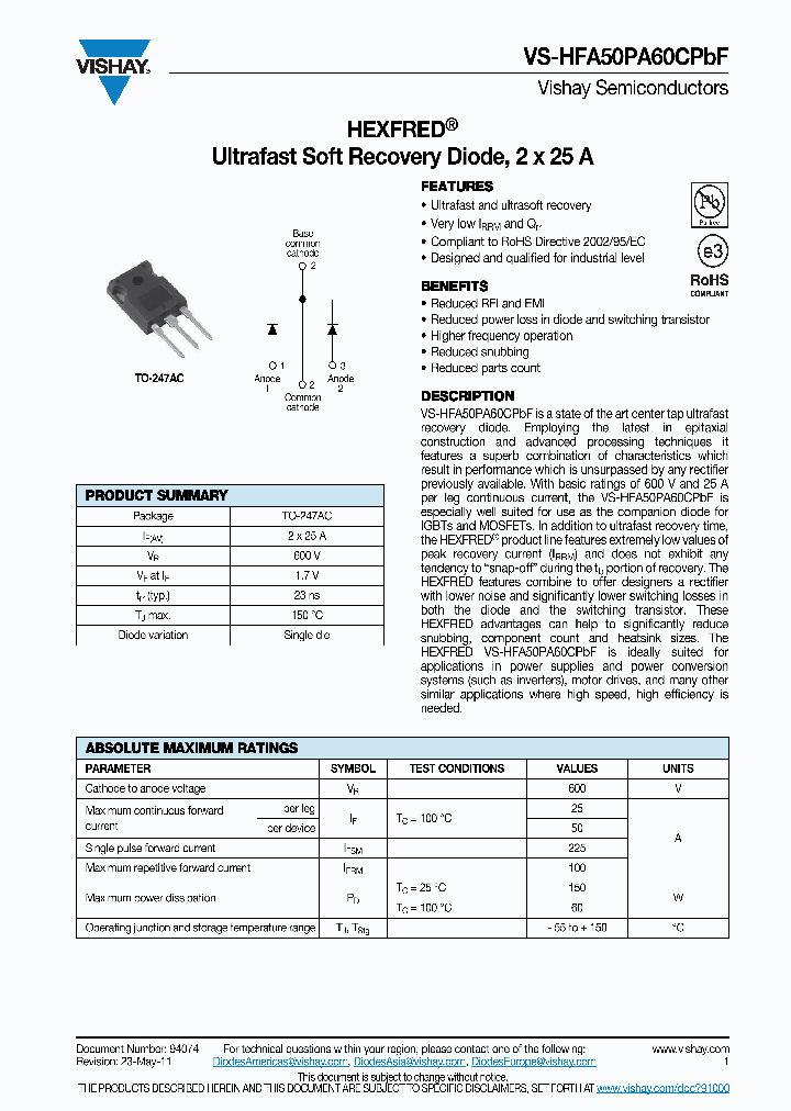 HFA50PA60CPBF11_4870237.PDF Datasheet