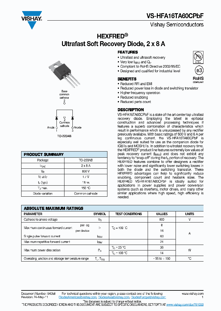 HFA16TA60CPBF11_4924739.PDF Datasheet