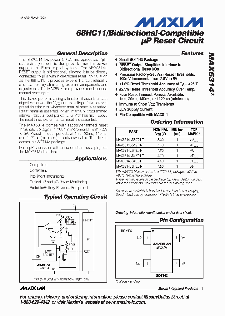 MAX6314US35D4T_4933701.PDF Datasheet