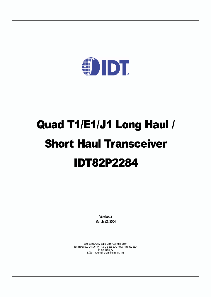 IDT82P2284_4941637.PDF Datasheet