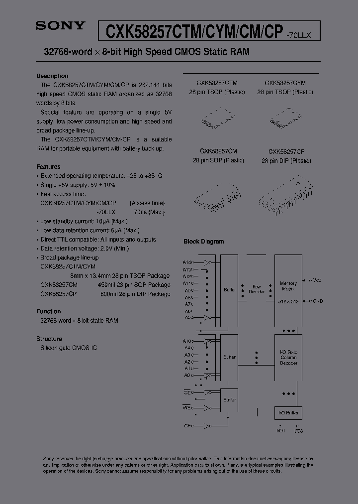 CXK58257CM-70LL_5006388.PDF Datasheet