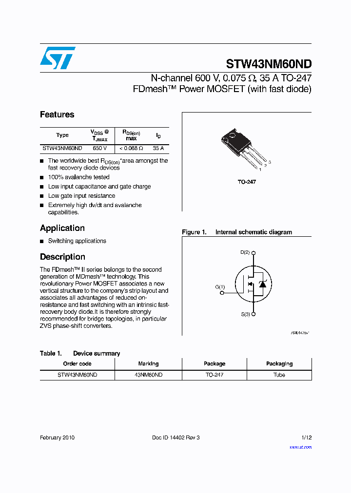 STW43NM60ND_5091687.PDF Datasheet