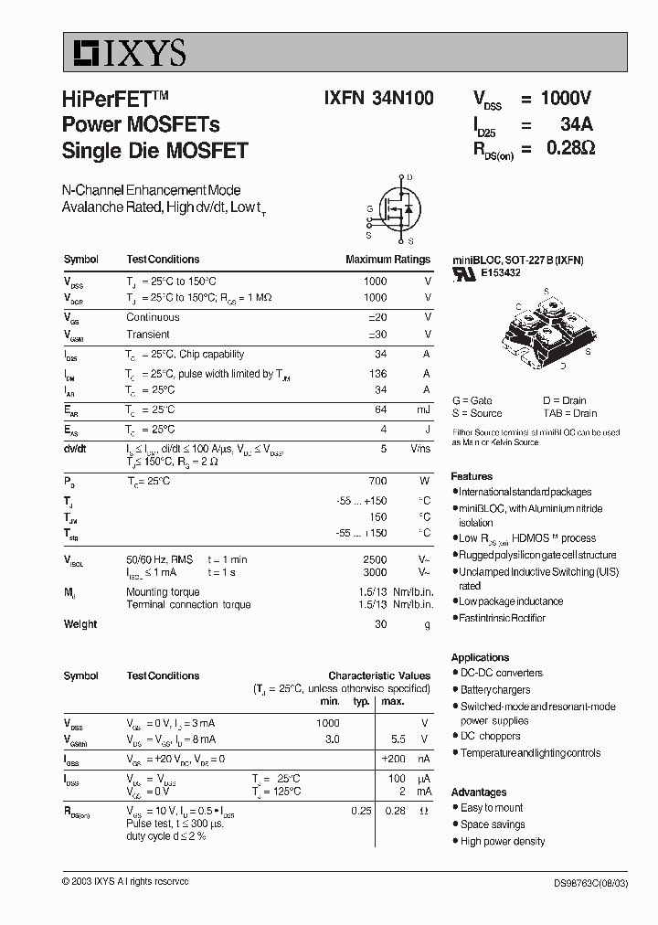 IXFN34N100_5132032.PDF Datasheet