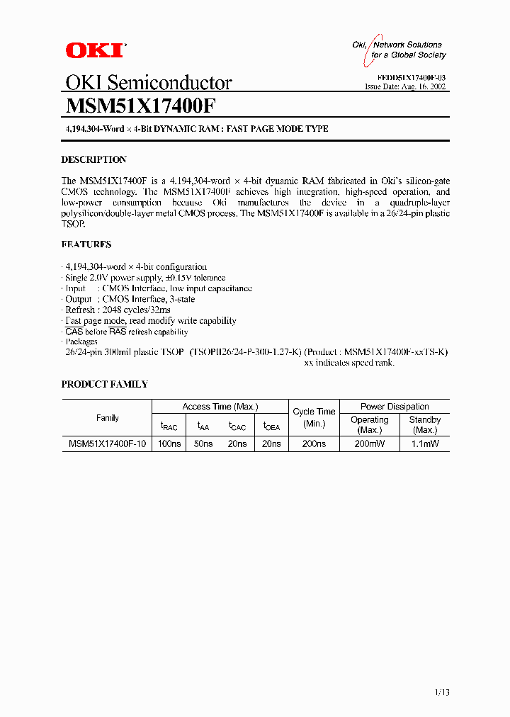MSM51X17400F-10TS-K_5139437.PDF Datasheet