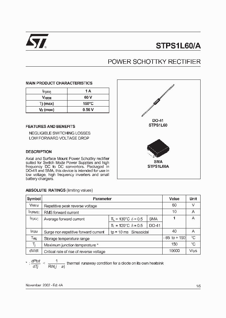 STPS1L60_5155363.PDF Datasheet