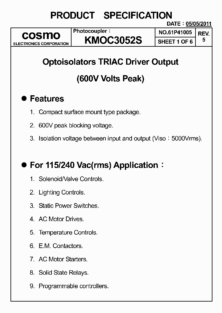 KMOC3052S_5196020.PDF Datasheet