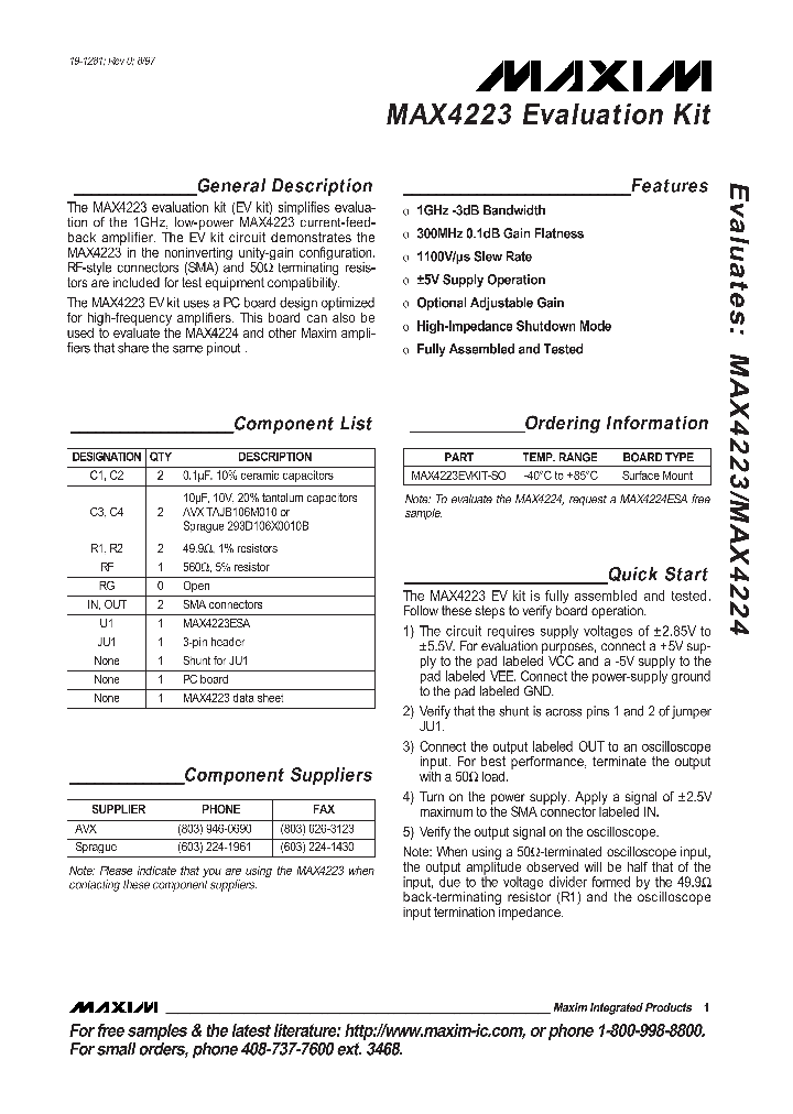 MAX4223EVKIT_5243957.PDF Datasheet