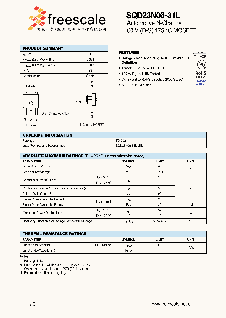 SQD23N06-31L_5267321.PDF Datasheet