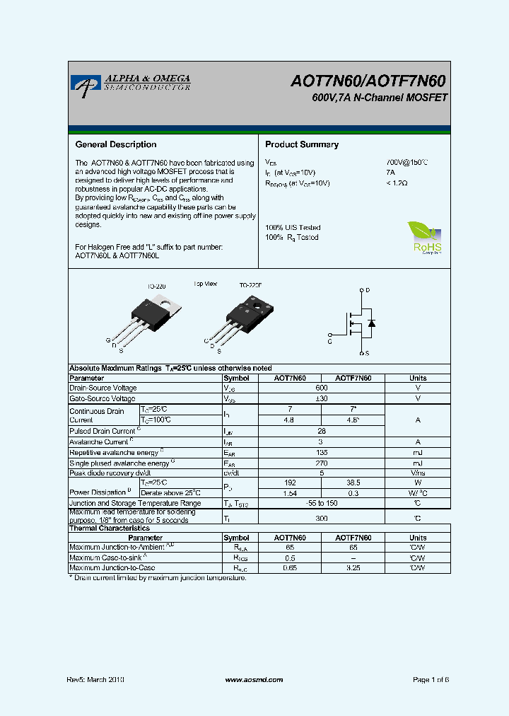 AOT7N60_5377392.PDF Datasheet