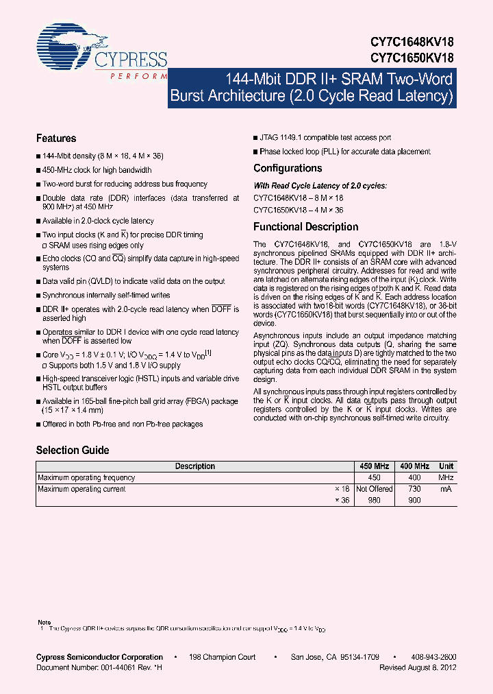 CY7C1648KV18-400BZXC_5387108.PDF Datasheet