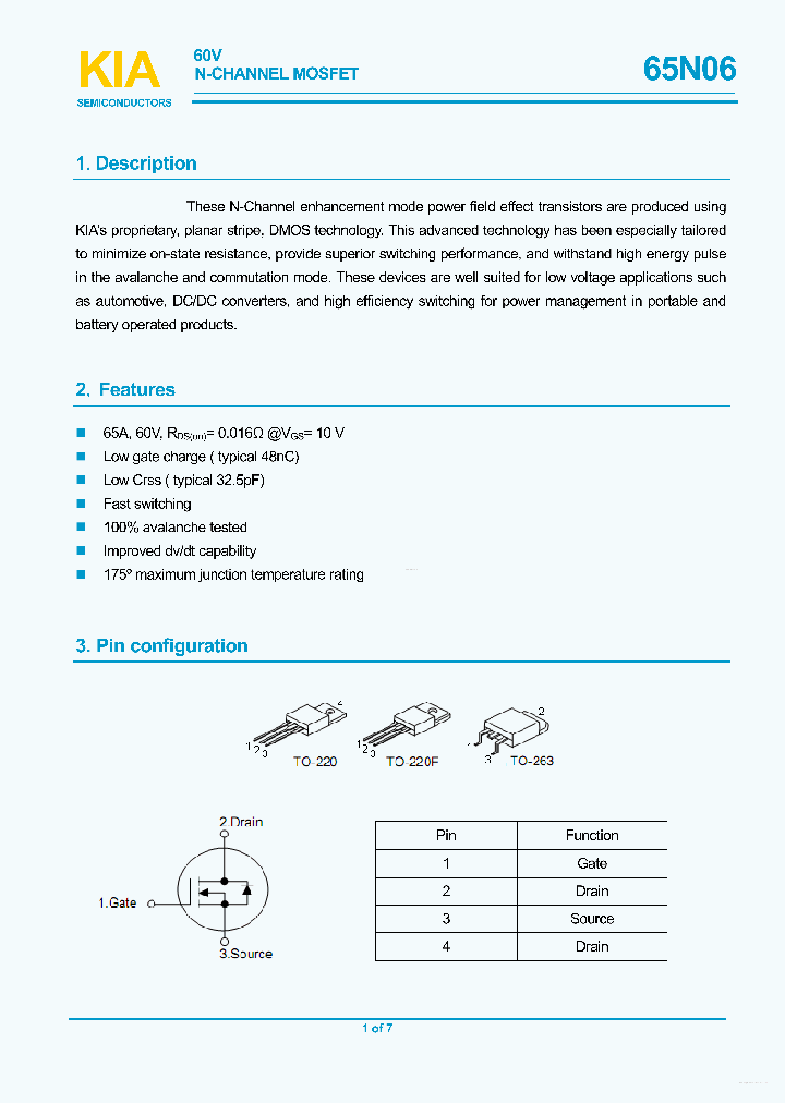 KIA65N06_5402307.PDF Datasheet