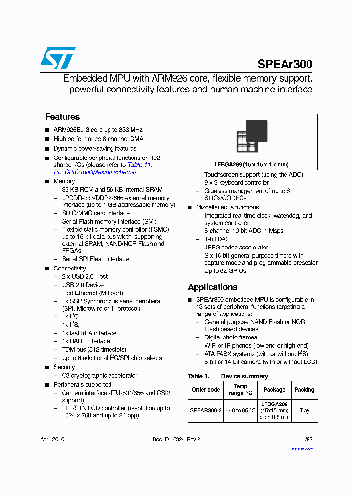 SPEAR300_5403034.PDF Datasheet