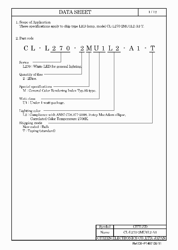 CL-L270-2MU1L2-A1_5412381.PDF Datasheet