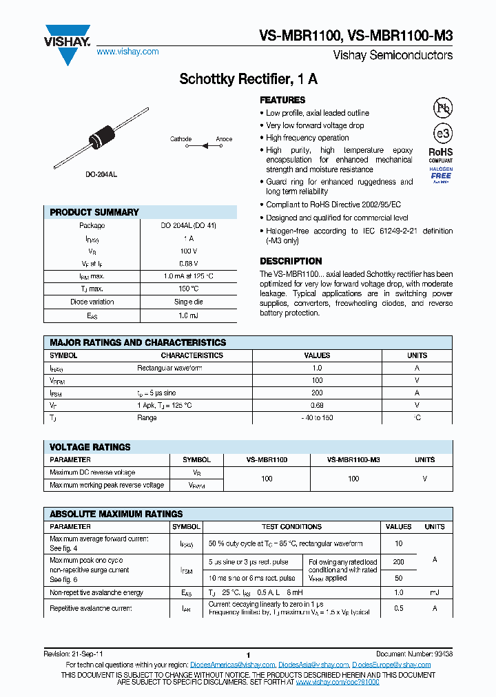 MBR1100-M3_5417355.PDF Datasheet