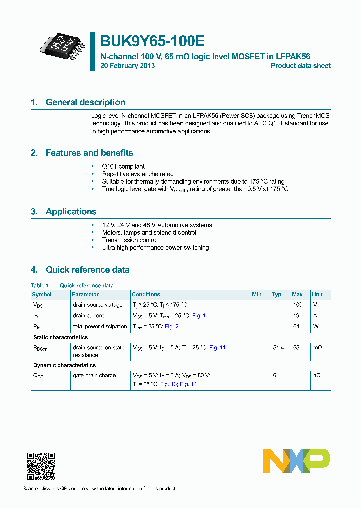 BUK9Y65-100E_5486366.PDF Datasheet