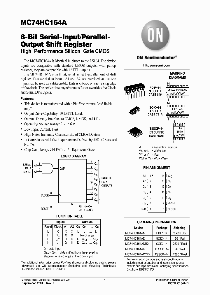 MC74HC164ADR2_5518445.PDF Datasheet