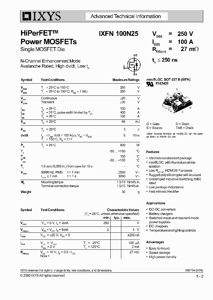 IXFN100N25_5565239.PDF Datasheet