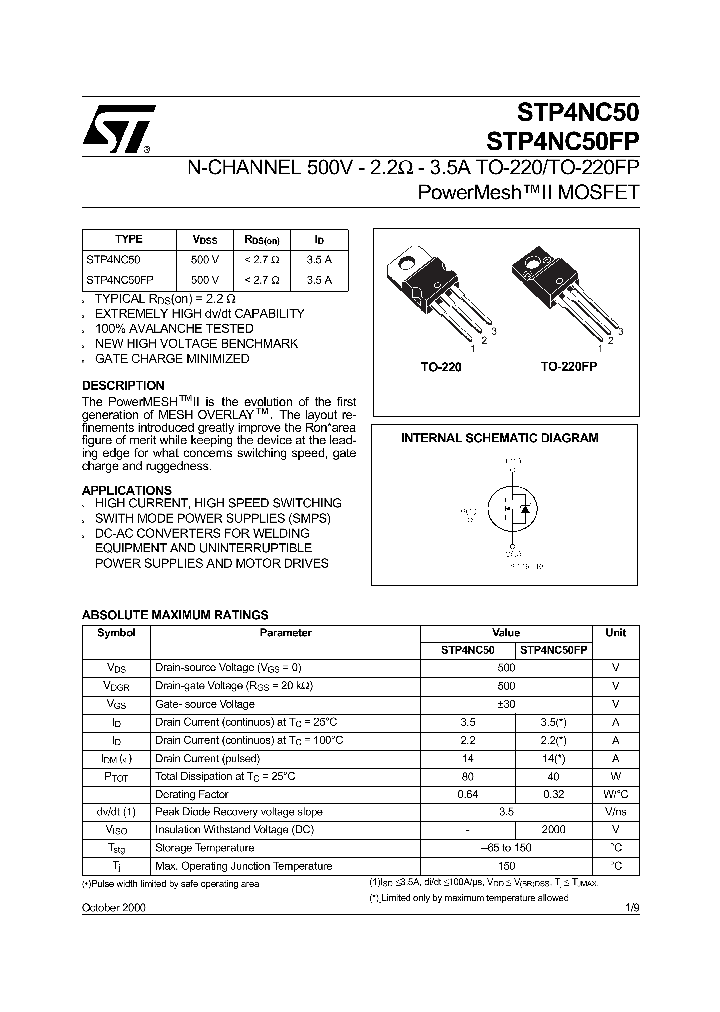 STP4NC50_5603034.PDF Datasheet