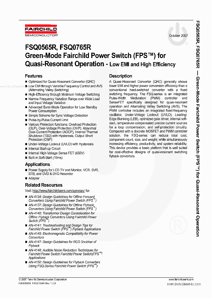 FSQ0765R_5644976.PDF Datasheet