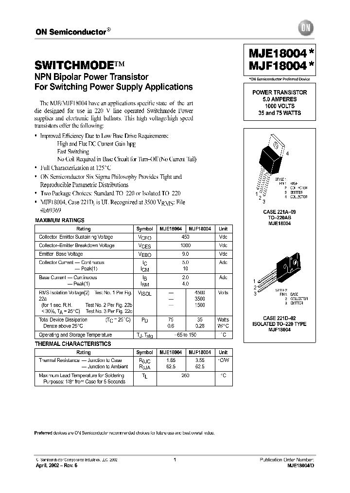 MJF18004_5694717.PDF Datasheet