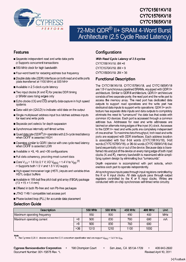 CY7C1565KV18_5700171.PDF Datasheet