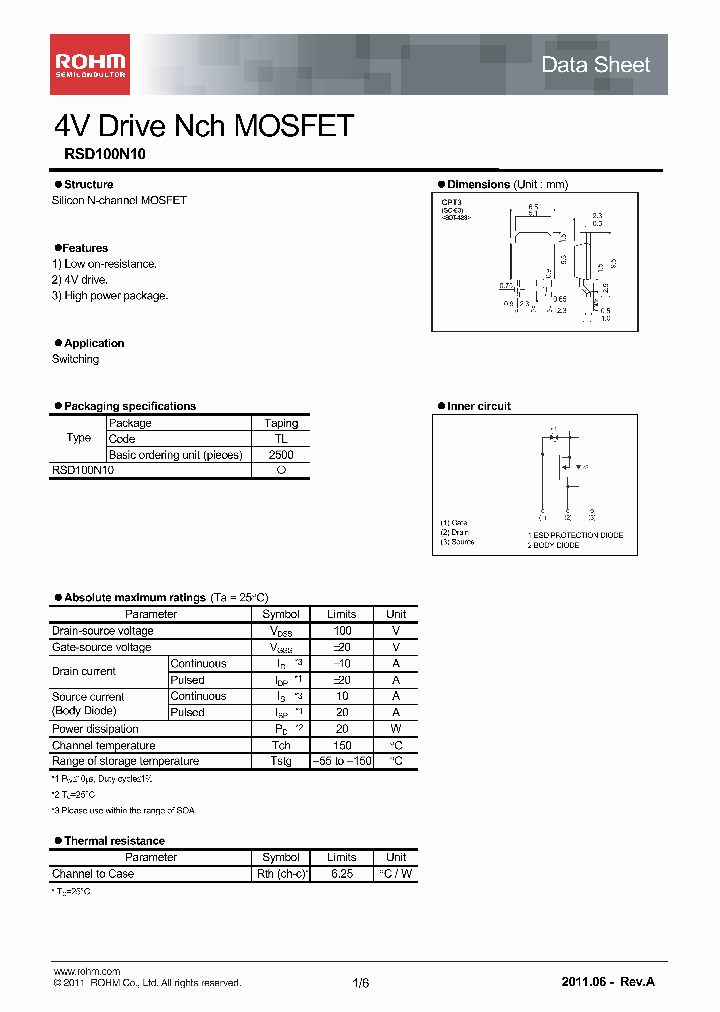 RSD100N10_5730915.PDF Datasheet