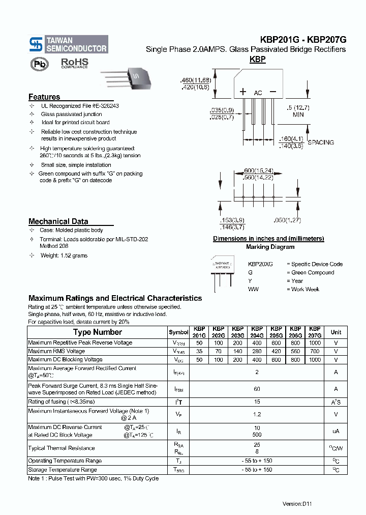 KBP201G11_5734198.PDF Datasheet