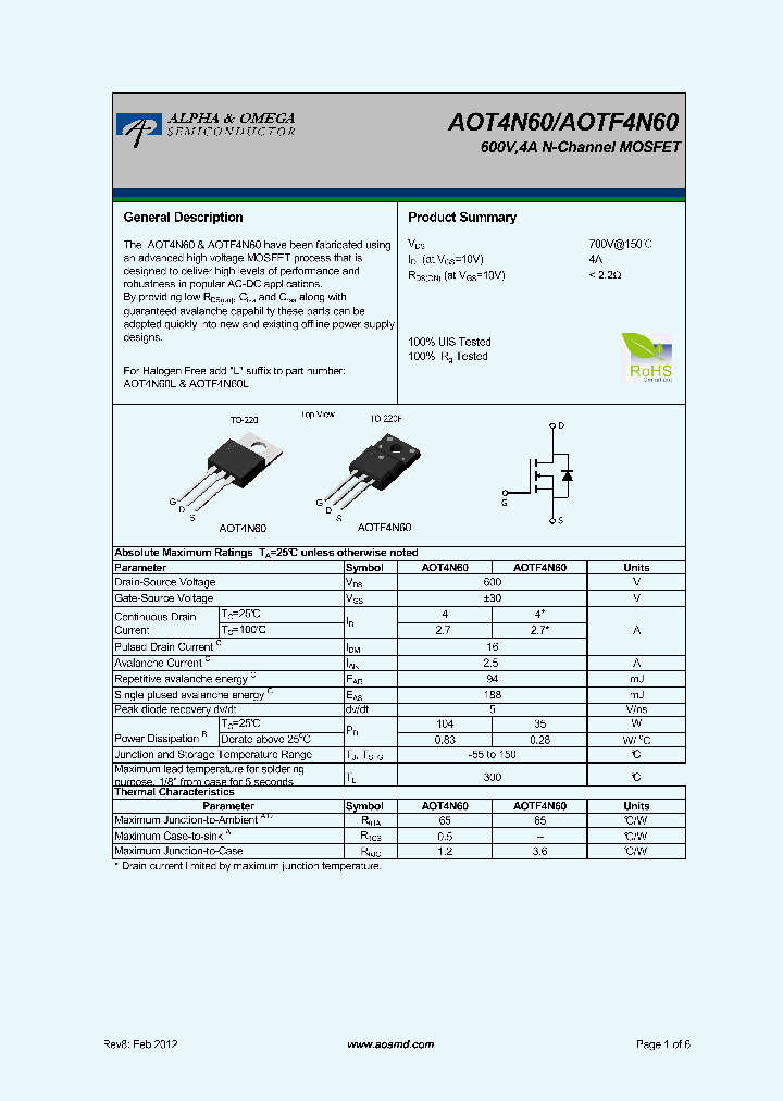 AOTF4N60_5749310.PDF Datasheet