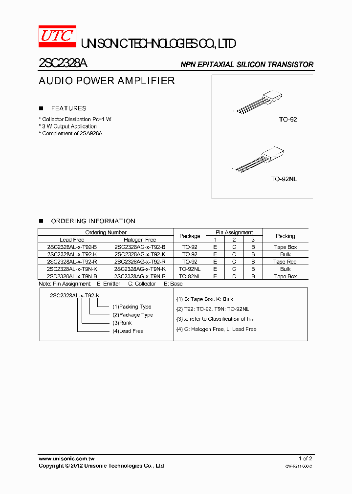 2SC2328AL-X-T92-B_5793940.PDF Datasheet