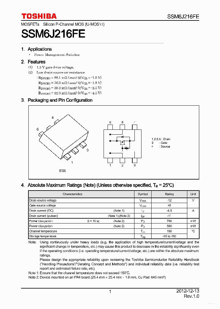 SSM6J216FE_5827459.PDF Datasheet