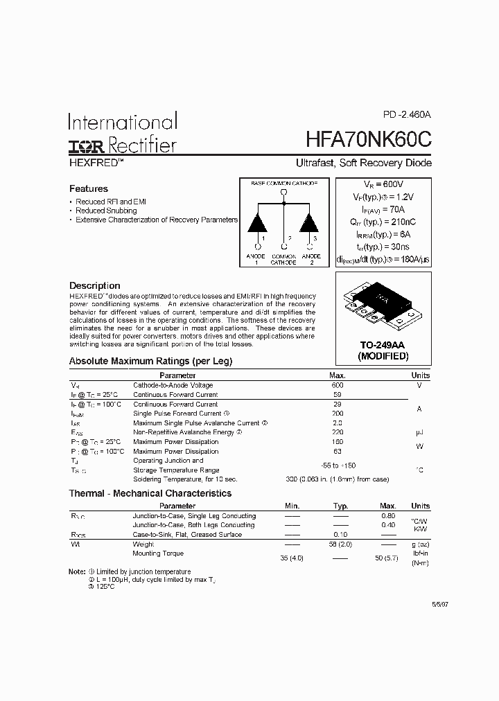 HFA70NK60C_5853179.PDF Datasheet