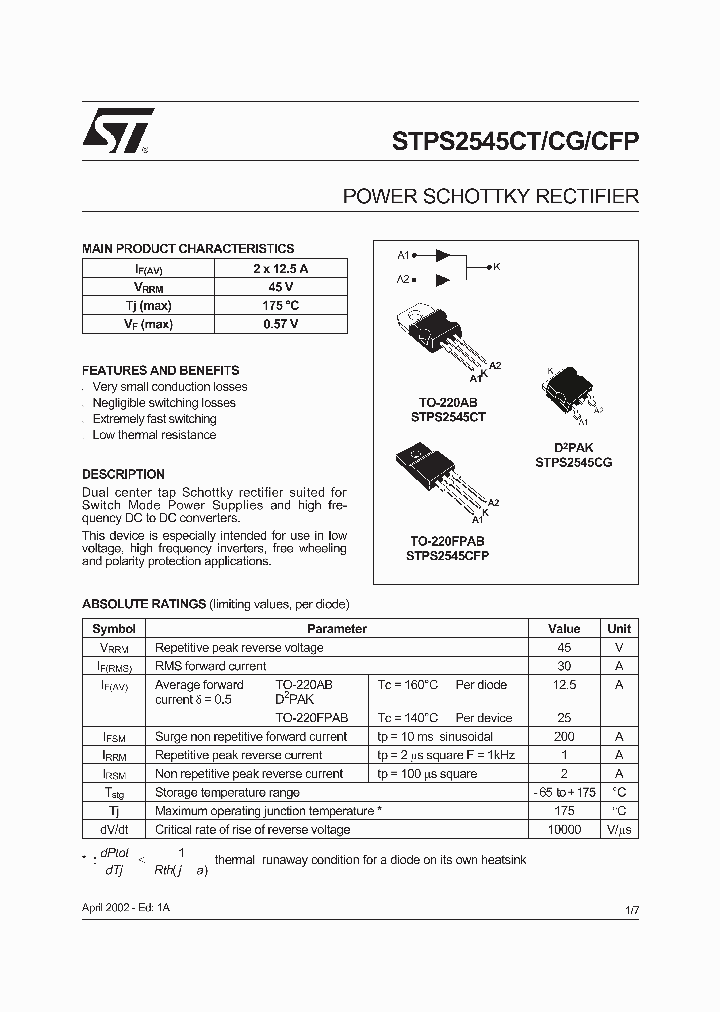 STPS2545CT_5866954.PDF Datasheet