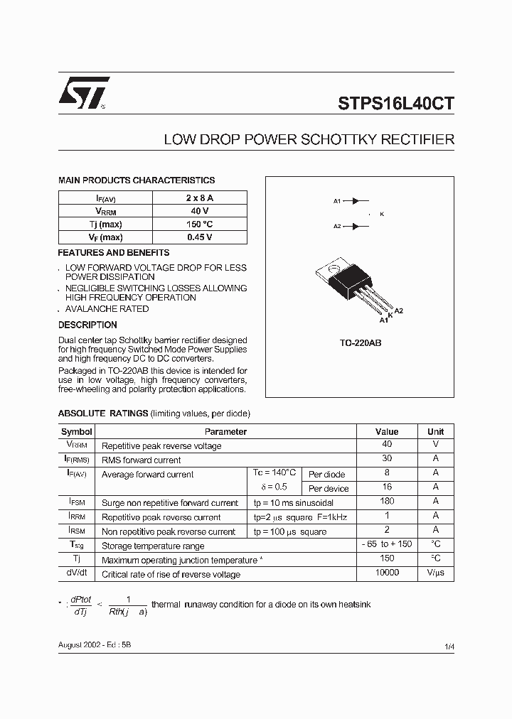 STPS16L40CT_5870034.PDF Datasheet