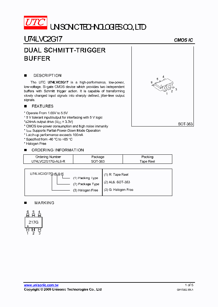 U74LVC2G17G-AL6-R_5890110.PDF Datasheet