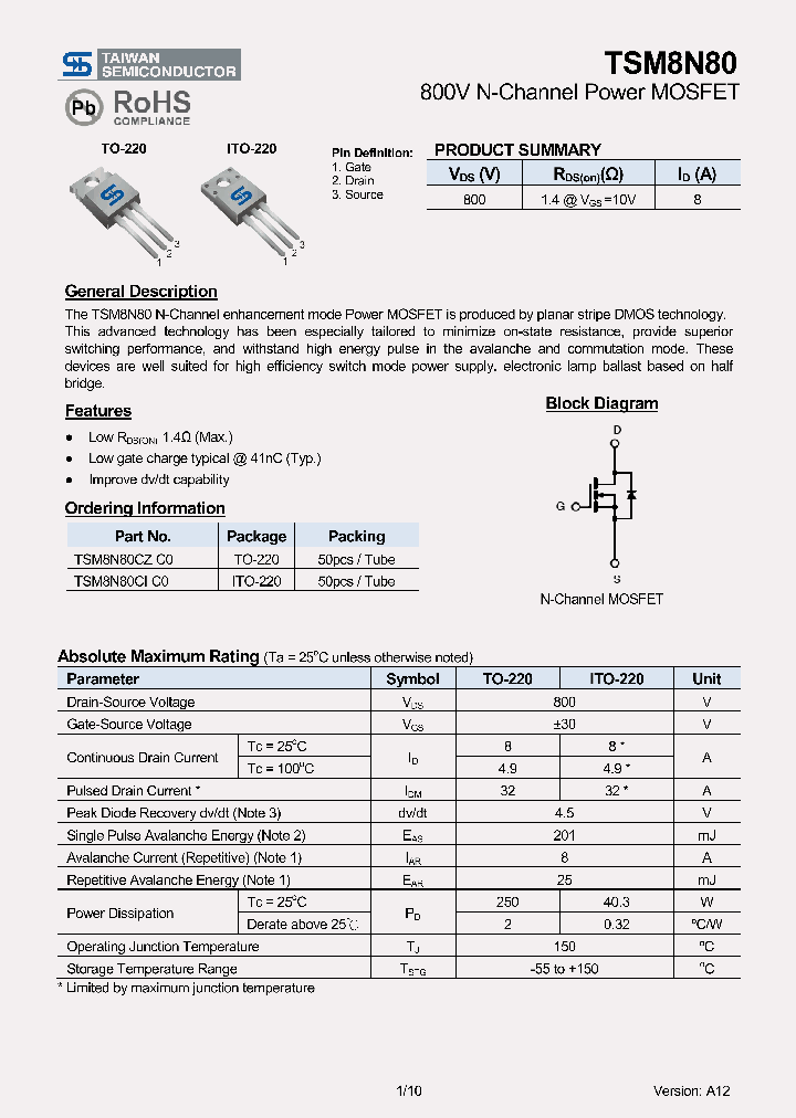 TSM8N80CZ_5922008.PDF Datasheet