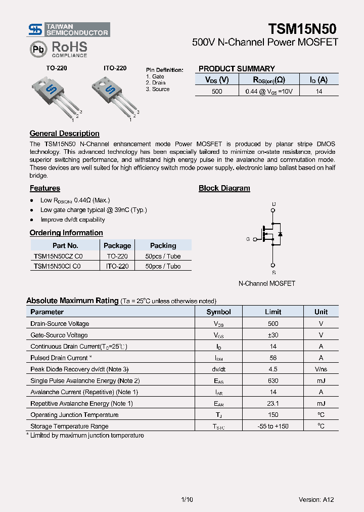 TSM15N50CI_5964673.PDF Datasheet