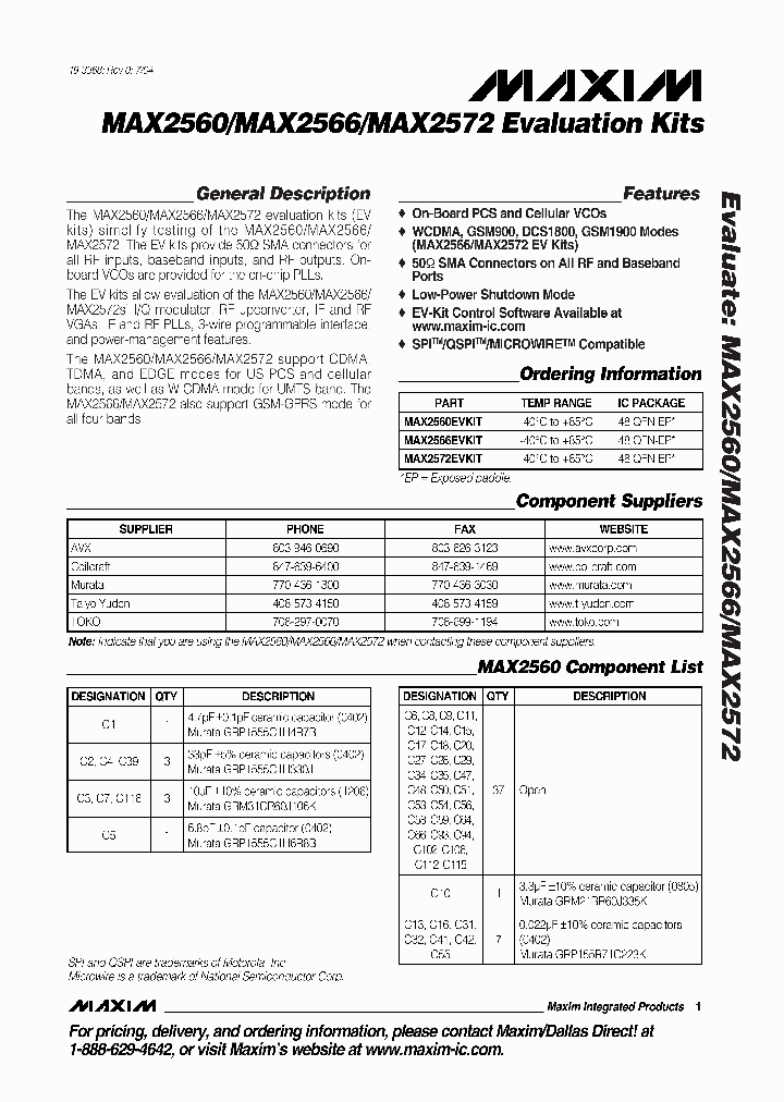 MAX2560EVKIT_5972227.PDF Datasheet