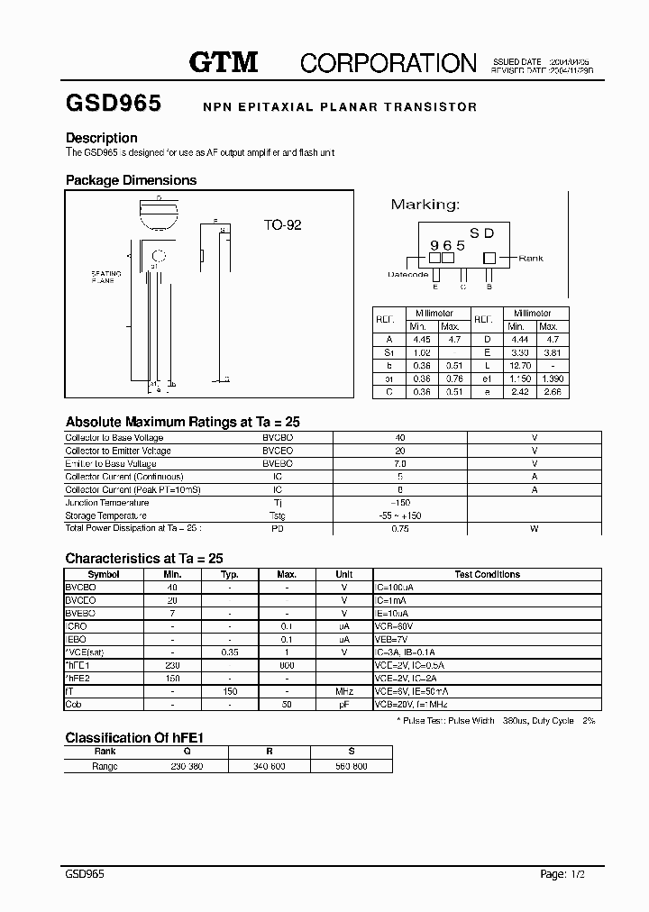 GSD965_6025154.PDF Datasheet