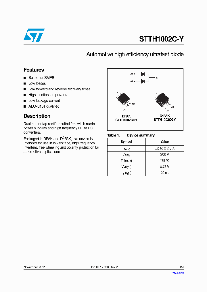 STTH1002C-Y_6120670.PDF Datasheet