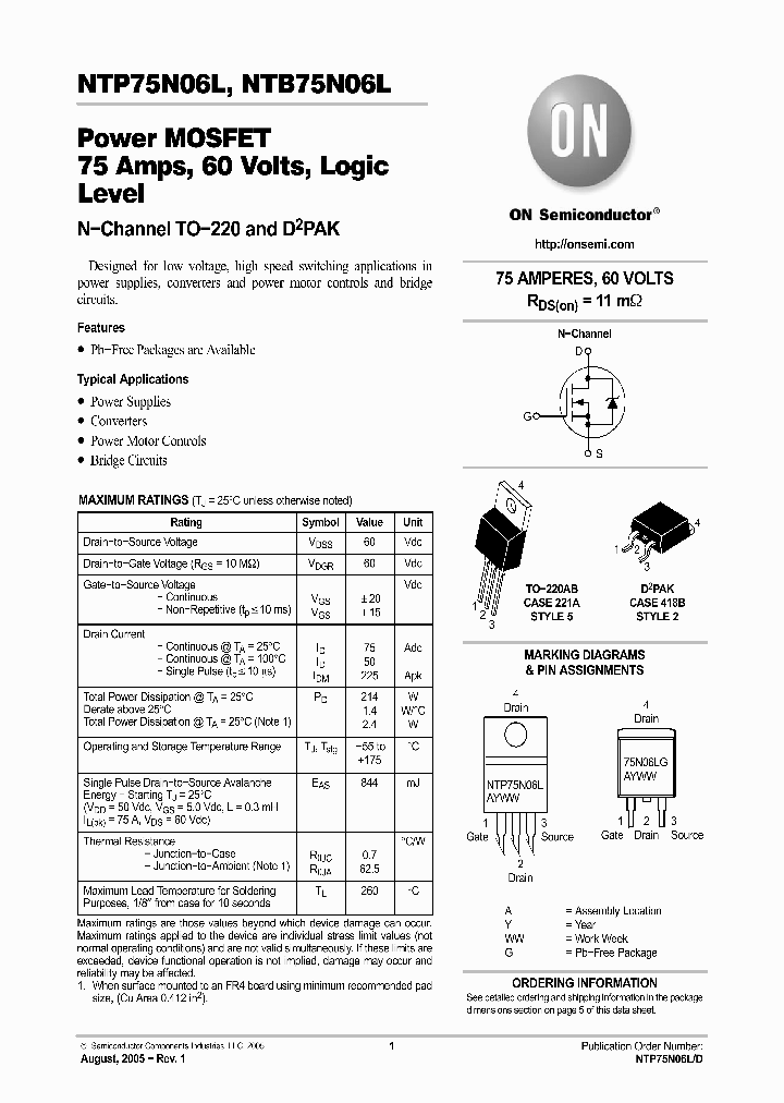 NTP75N06L_6124731.PDF Datasheet