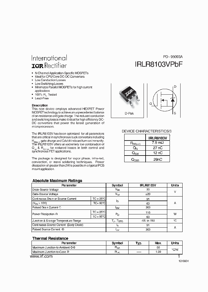 IRLR8103VPBF_6169790.PDF Datasheet