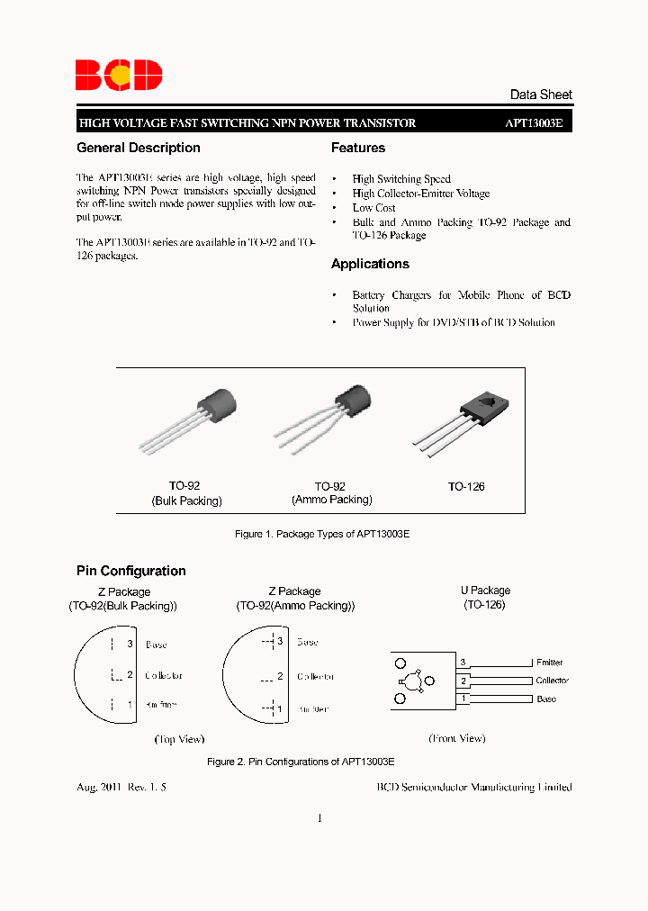 APT13003EU-G1_6378083.PDF Datasheet