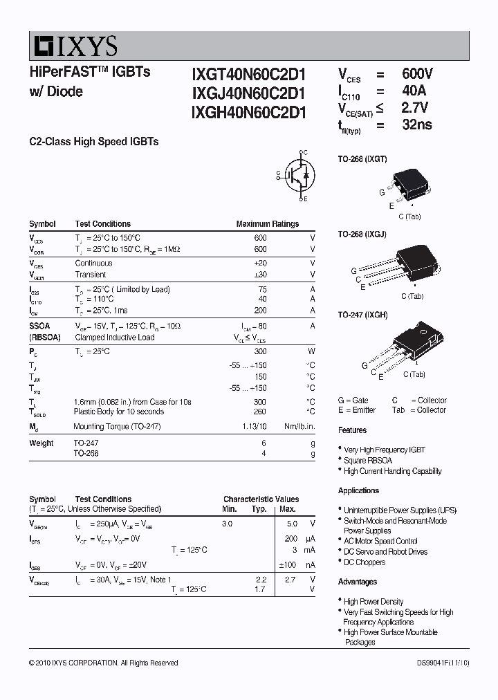 IXGH40N60C2D1_6391505.PDF Datasheet