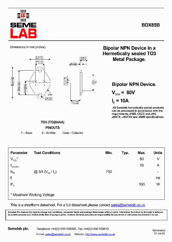BDX85B_6501340.PDF Datasheet