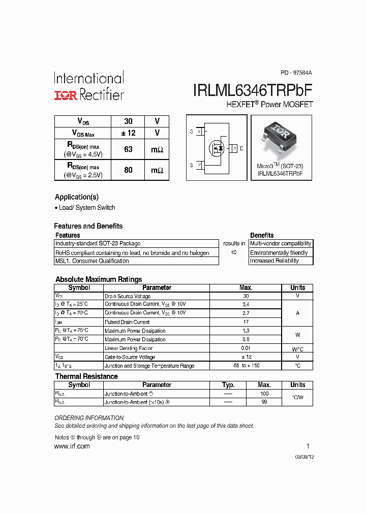 IRLML6346PBF_6605953.PDF Datasheet