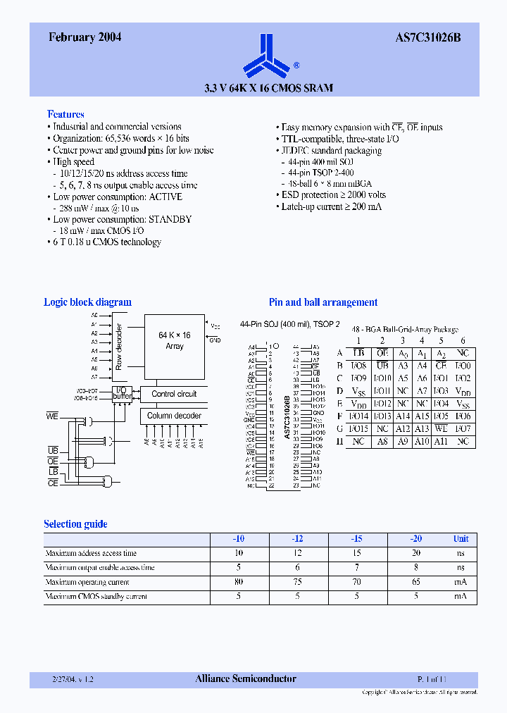 AS7C31026B-20BI_6622672.PDF Datasheet
