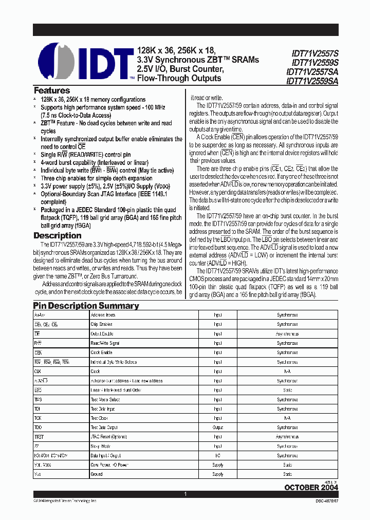 71V2559S85BG_6641437.PDF Datasheet