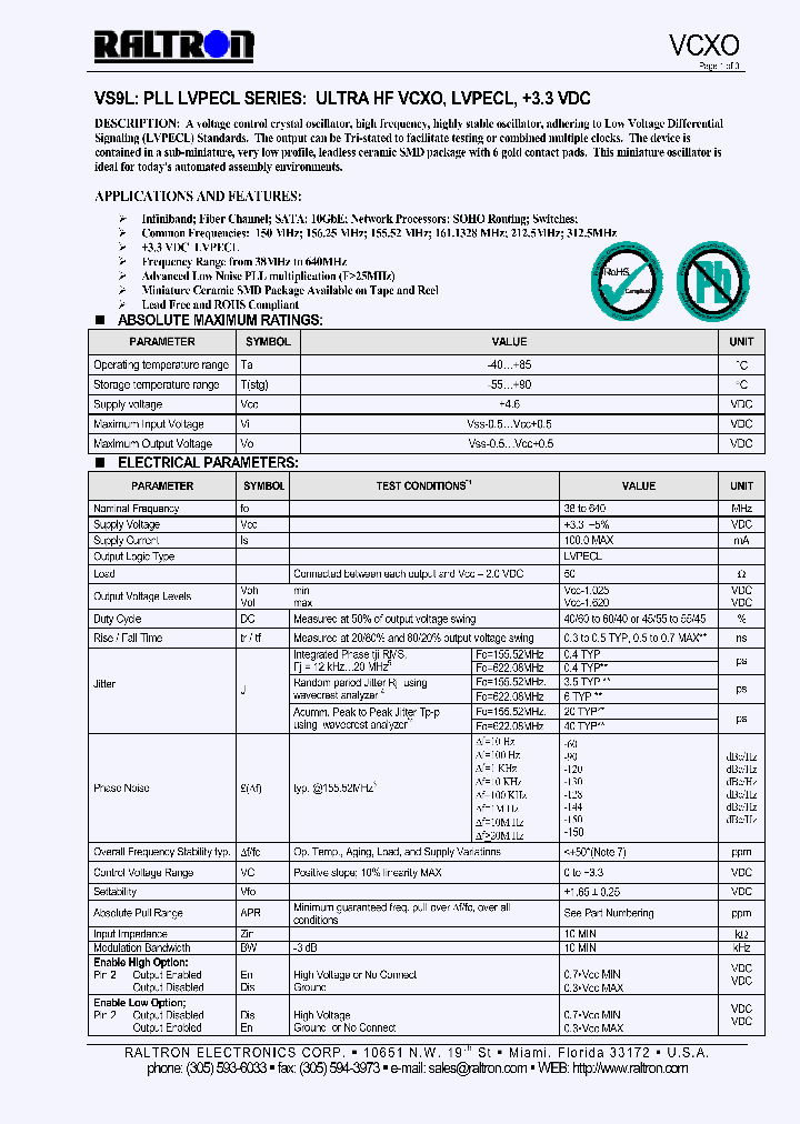 RALTRONELECTRONICSCORP-VS9LASG-1611328_6644457.PDF Datasheet