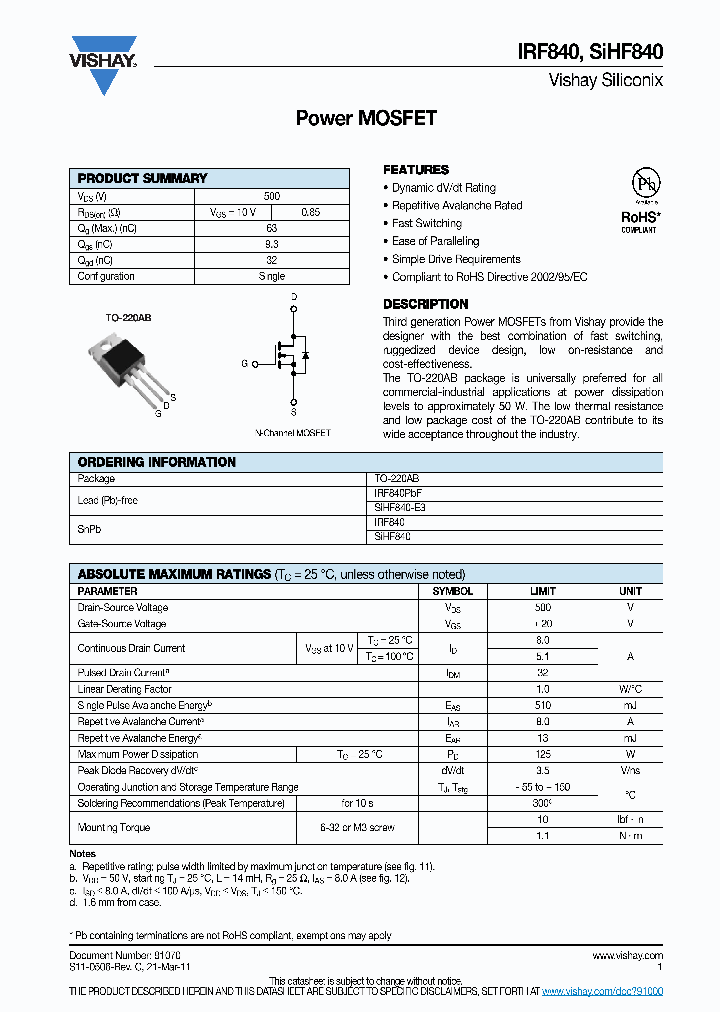 IRF840_6709714.PDF Datasheet