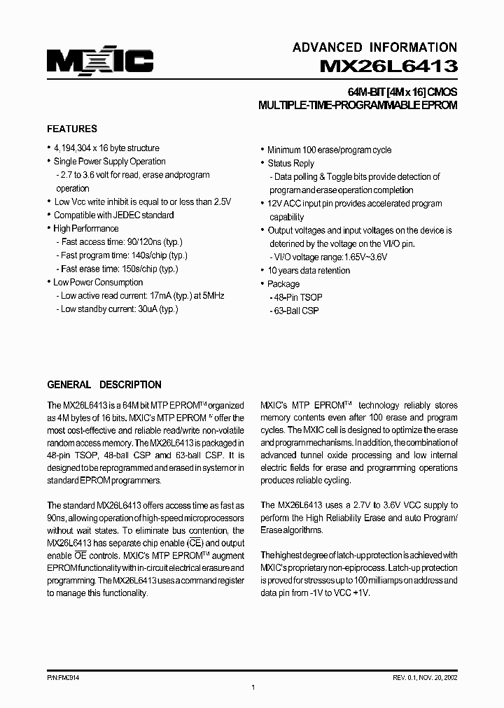 MX26L6413XBC-90_6719565.PDF Datasheet